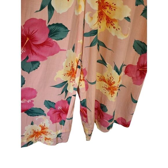 Sandro Jumpsuit, Tropical Hibiscus Floral Button Front Tie Back Wide Leg | 12 - Picture 10 of 12